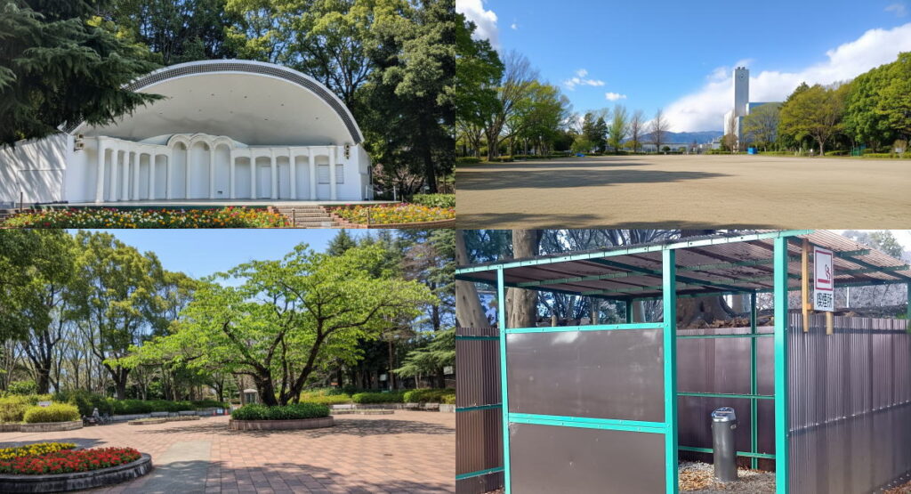 大和市引地台公園の多目的広場や喫煙所