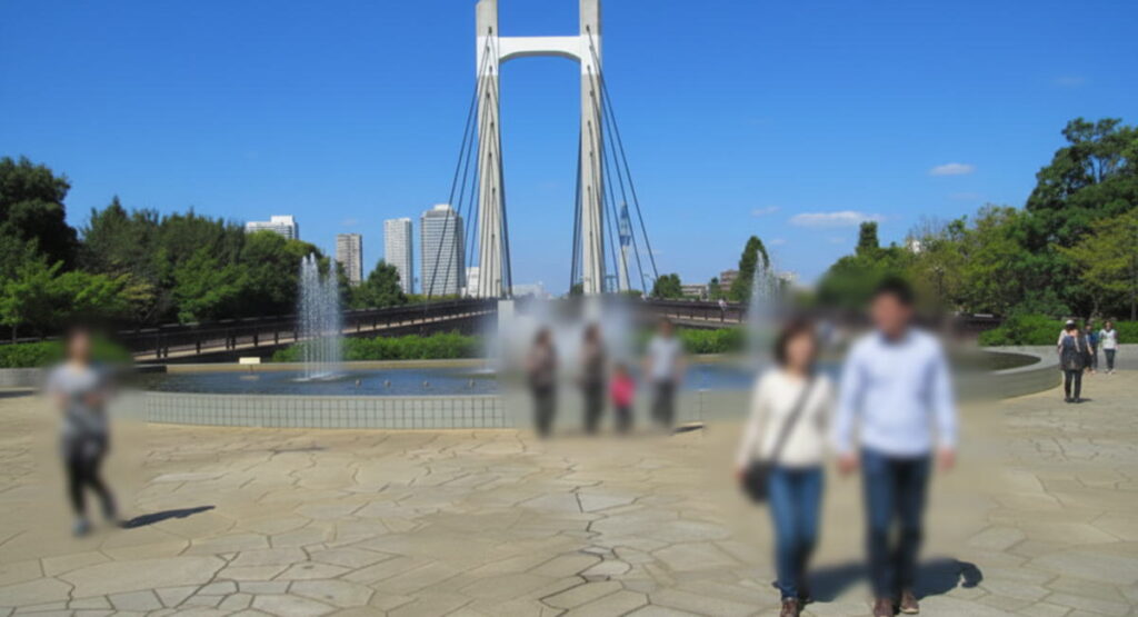 江東区都立木場公園内の噴水広場