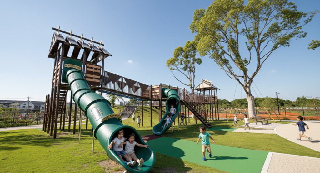 足立区舎人公園の遊具広場