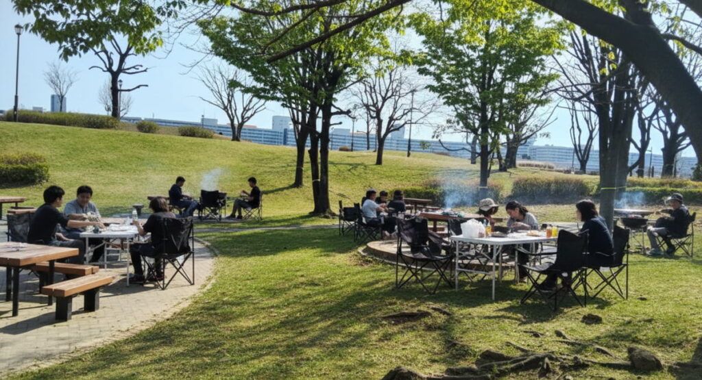 荒川区汐入公園のバーベキュー区画