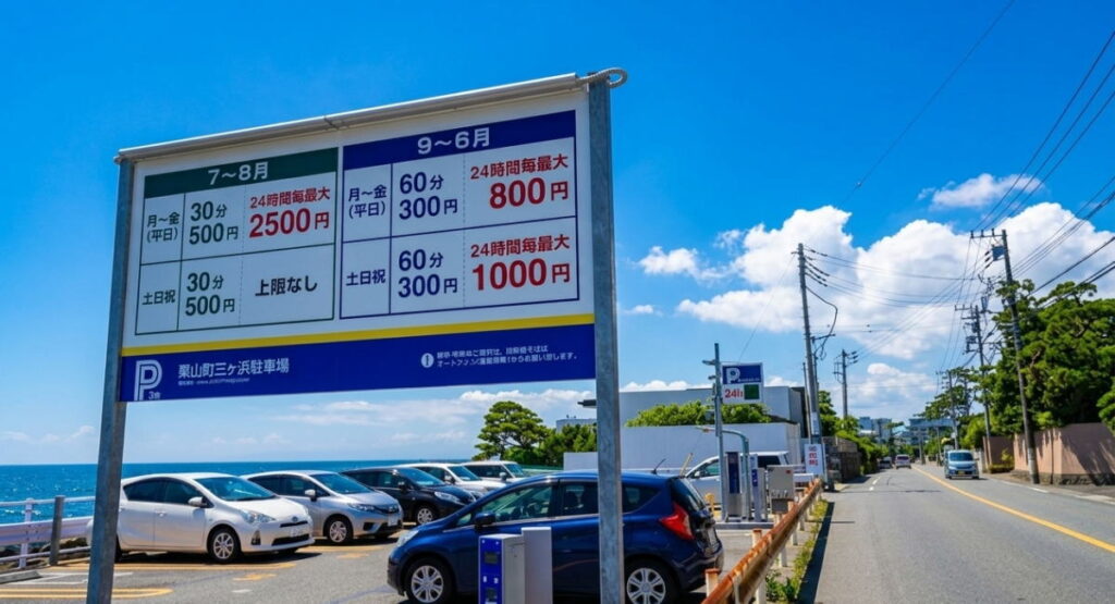 手ぶらでBBQ葉山町一色海岸の有料駐車場